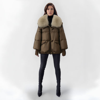 Monica - Stylish jacket with faux fur collar