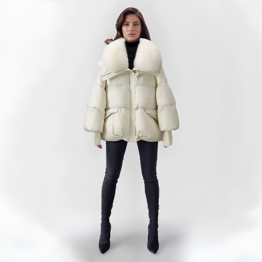 Monica - Stylish jacket with faux fur collar