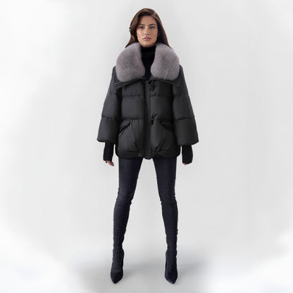 Monica - Stylish jacket with faux fur collar