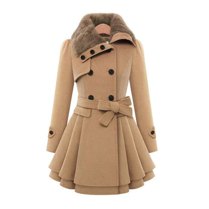 Yena - Chic short coat with faux fur collar