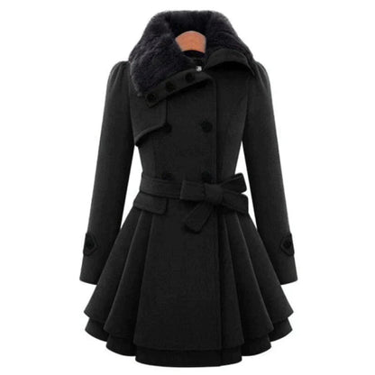 Yena - Chic short coat with faux fur collar