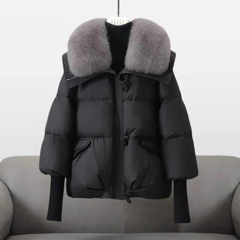 Monica - Stylish jacket with faux fur collar