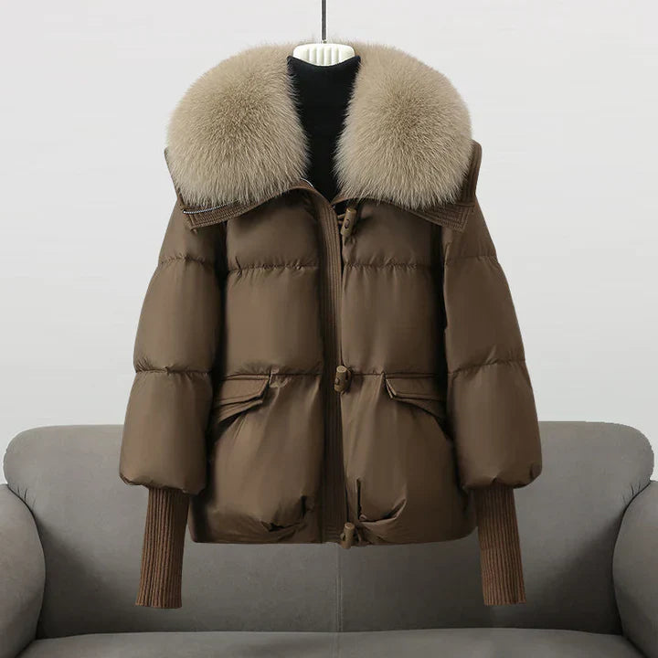 Monica - Stylish jacket with faux fur collar