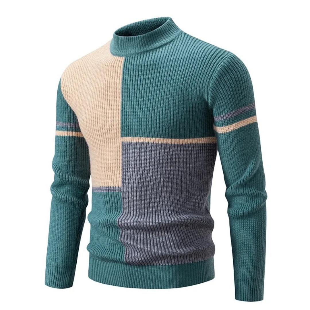 Ben - Half-turtleneck jumper with abstract designs