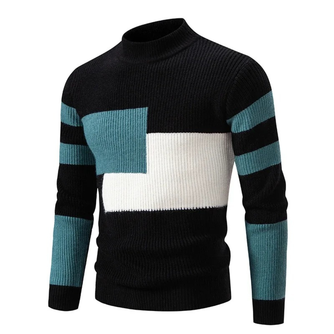 Ben - Half-turtleneck jumper with abstract designs