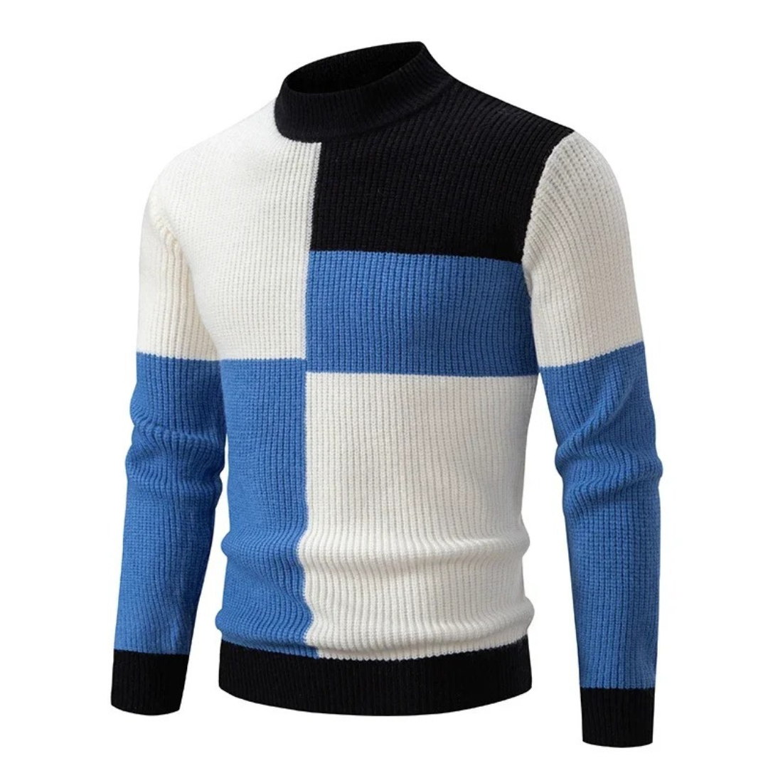 Ben - Half-turtleneck jumper with abstract designs