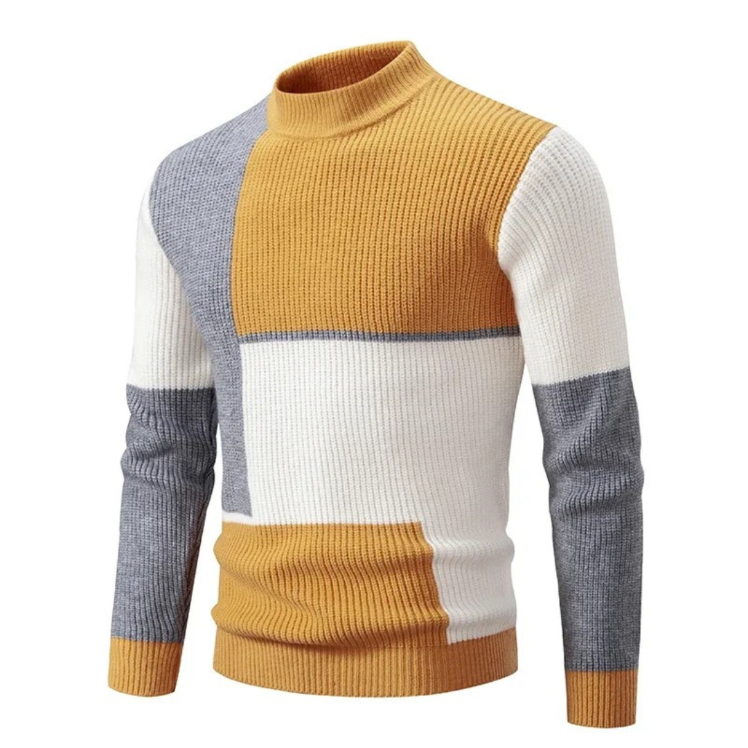 Ben - Half-turtleneck jumper with abstract designs