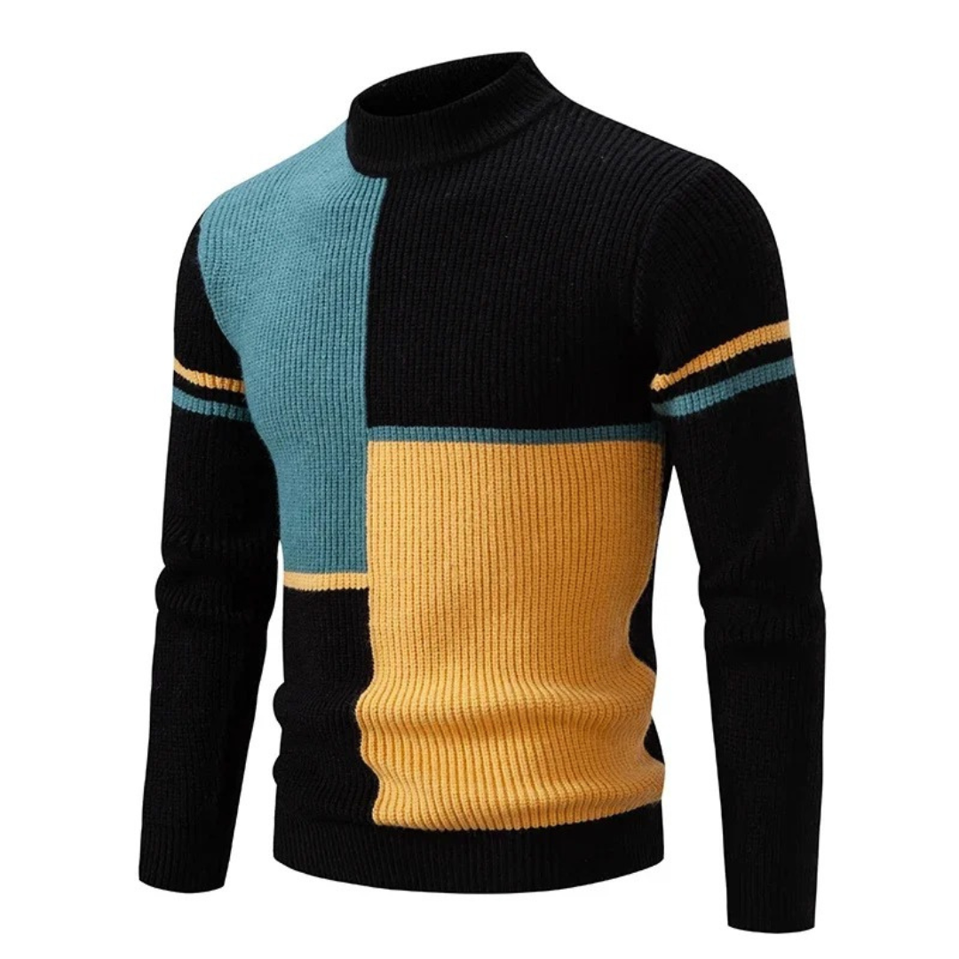 Ben - Half-turtleneck jumper with abstract designs