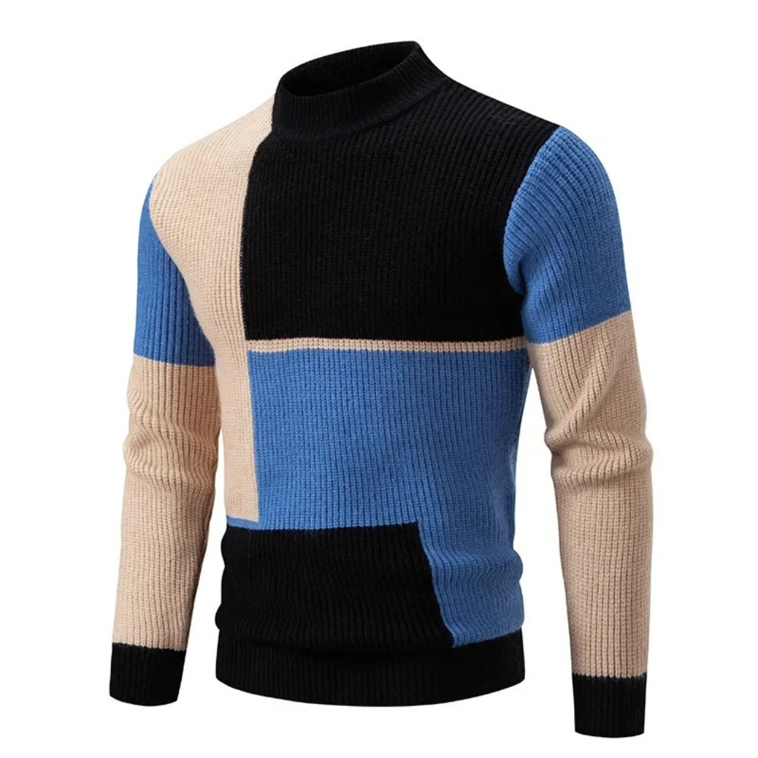 Ben - Half-turtleneck jumper with abstract designs