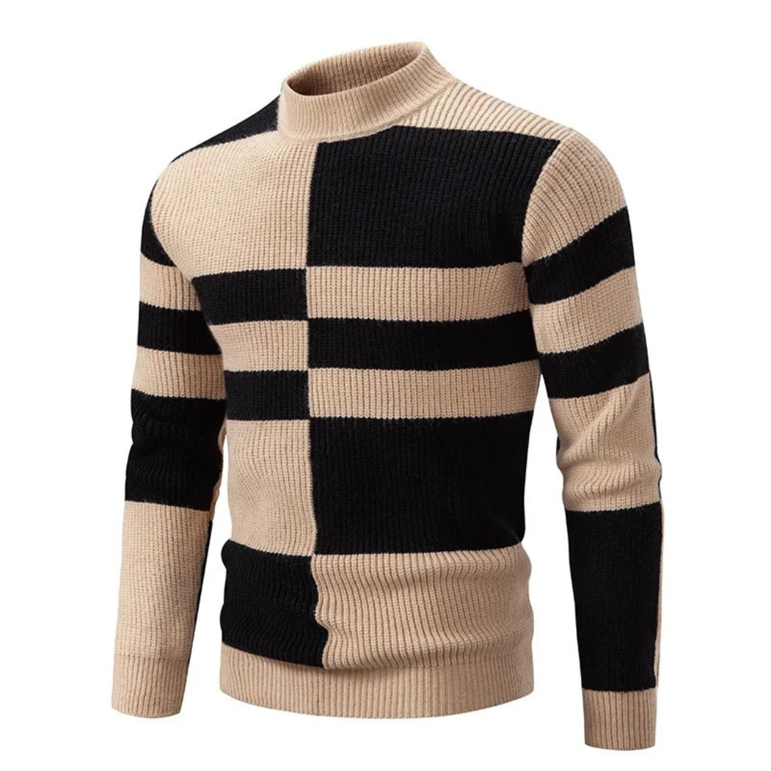 Ben - Half-turtleneck jumper with abstract designs