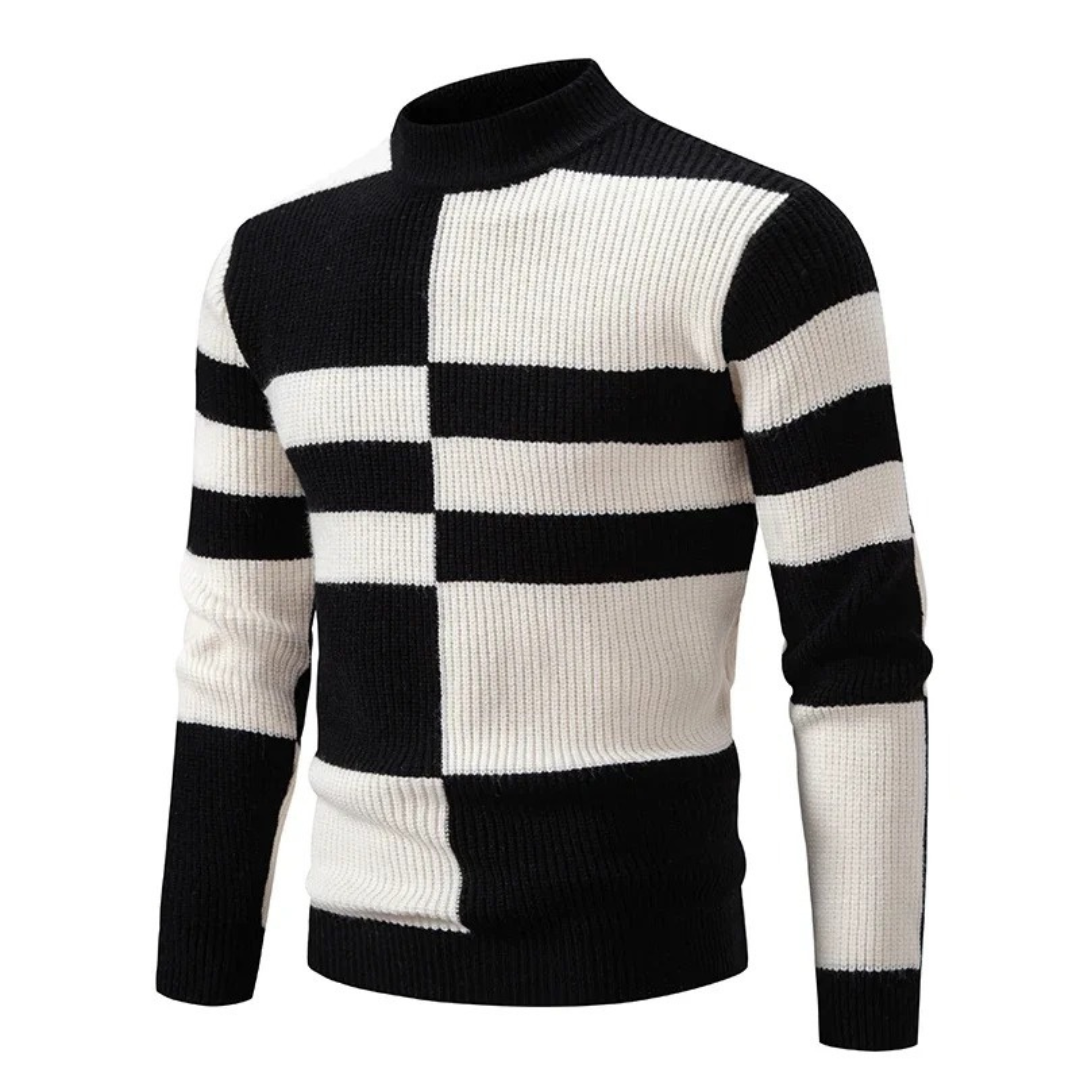 Ben - Half-turtleneck jumper with abstract designs